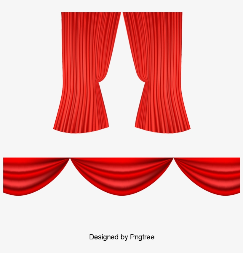 Vector Red Curtain Decoration, Red Curtains, Drapes, - Curtain, transparent png