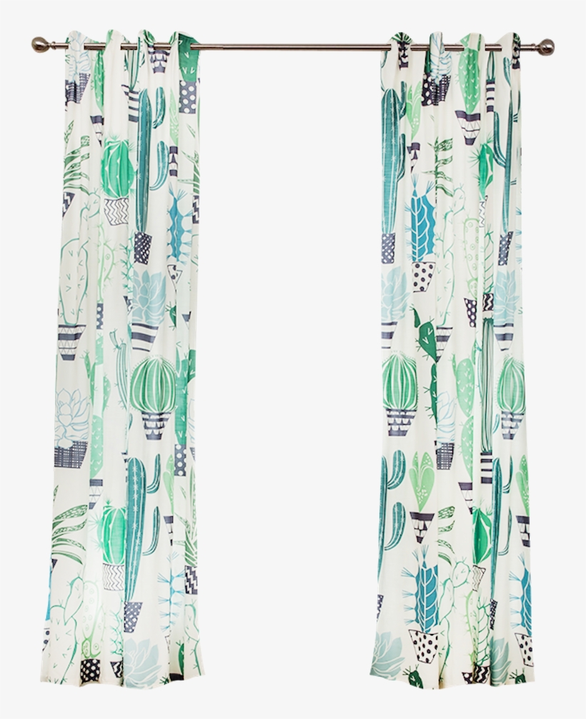 Drapes With Cacti Party - Curtain, transparent png