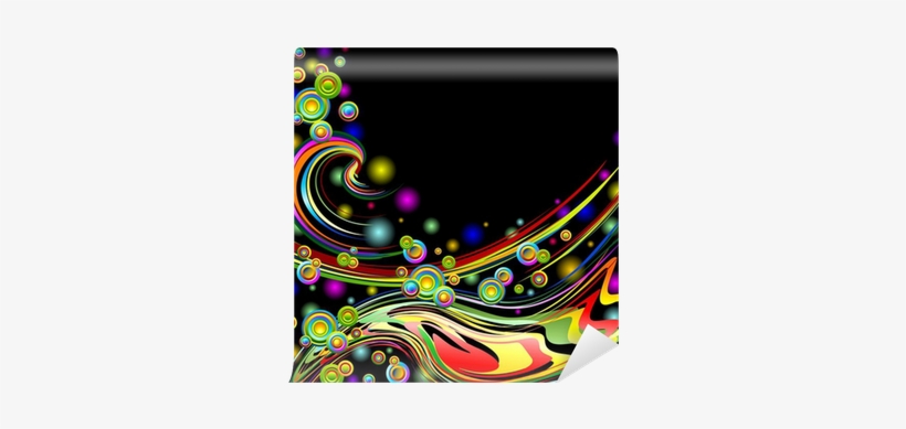 Girlande Colori Sfondo Astratto Abstract Colors Swirls - Rainbow Colors Abstract Swirls On Black Canvas Print, transparent png