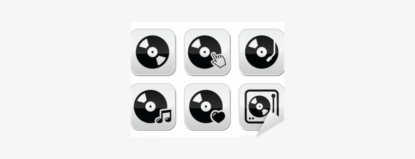 Vinyl Record, Dj Vector Buttons Set Sticker • Pixers® - Sacola Branca Ecológica (all You Need Is Love...) Sacola, transparent png