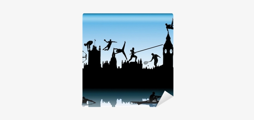 London Skyline With Sport Silhouettes Wall Mural • - Houses Of Parliament, transparent png