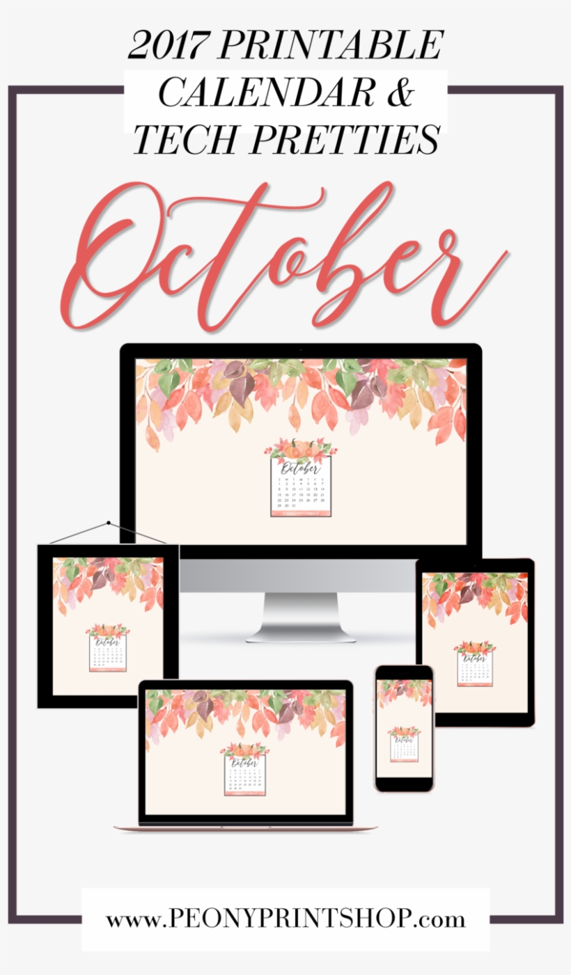 October 2017 Tech Pretties Printable Calendar, transparent png