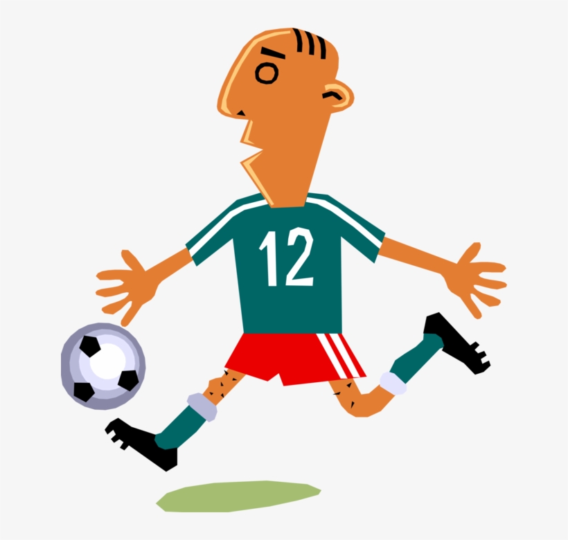 Vector Illustration Of Sport Of Soccer Football Player - Cartoon Soccer Player Kicking Ball, transparent png