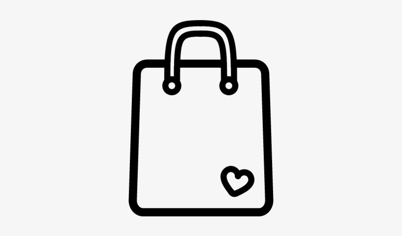 Shopping Bag Outline Tool With A Small Heart Vector - Clipart Png Shopping Bag, transparent png