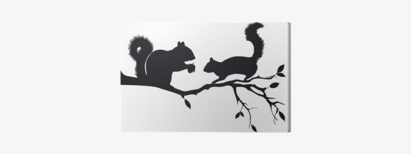 Squirrels On Tree Branch, Vector Canvas Print • Pixers® - Squirrel Silhouette, transparent png