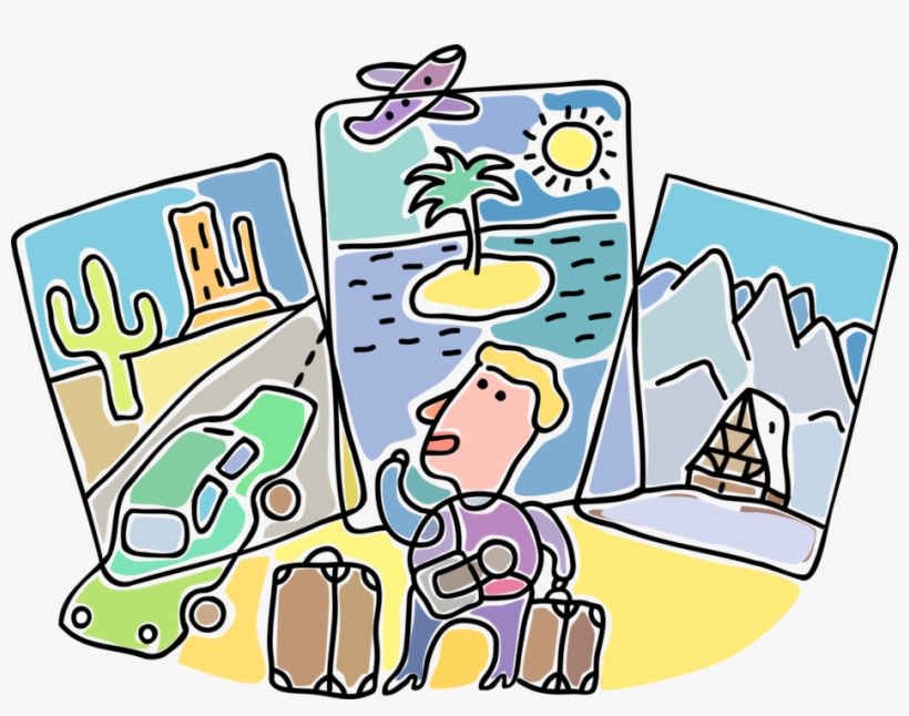 Vector Illustration Of Vacation Traveler With Desert, - Travel, transparent png