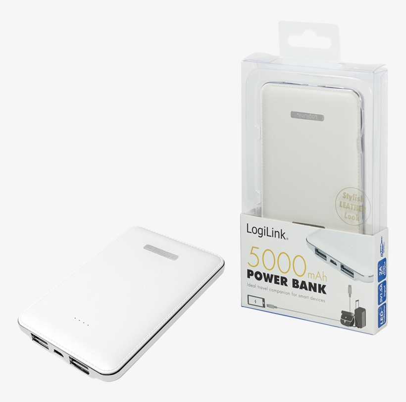 Image (png) - Ultra Slim Power Bank, 5000 Mah, White - Logilink Pa0125w, transparent png