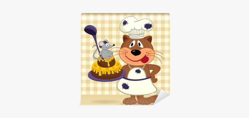 Cat Chef Prepare Cake - Animales Cocinando Animados, transparent png