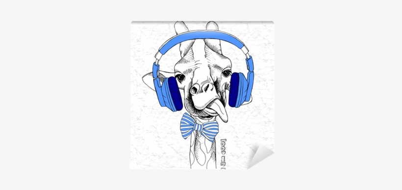 Picture Of Portrait Of A Giraffe In The Headphones - Tshirt Get On My Level Russia T-shirt Print Fashion, transparent png