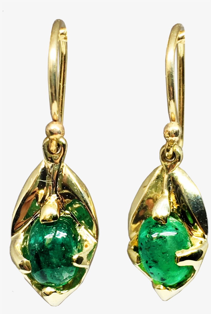 Oval Green Emerald Gold Earrings Nature Inspired Earrings - Green Earrings Png, transparent png