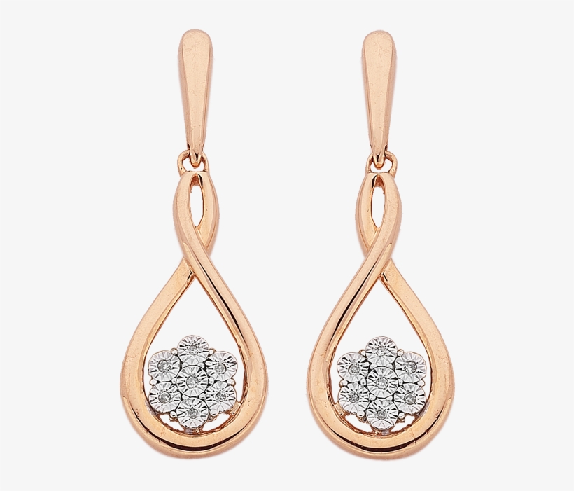 Diamond Set 10ct Rose Gold Earrings - Earring, transparent png