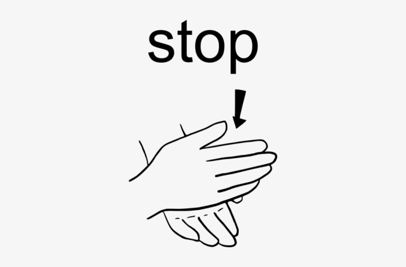 Bring Your Side Ways Facing Flat Hand Down Onto Your - Sign Language Words Stop, transparent png