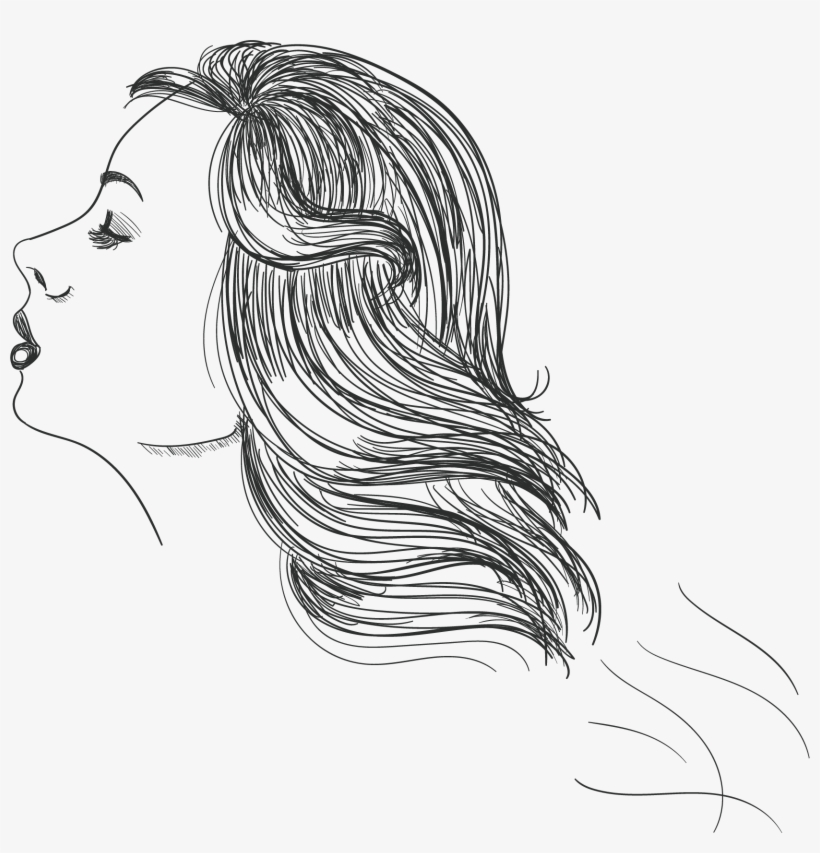 Caida - Cabello - Line Art, transparent png
