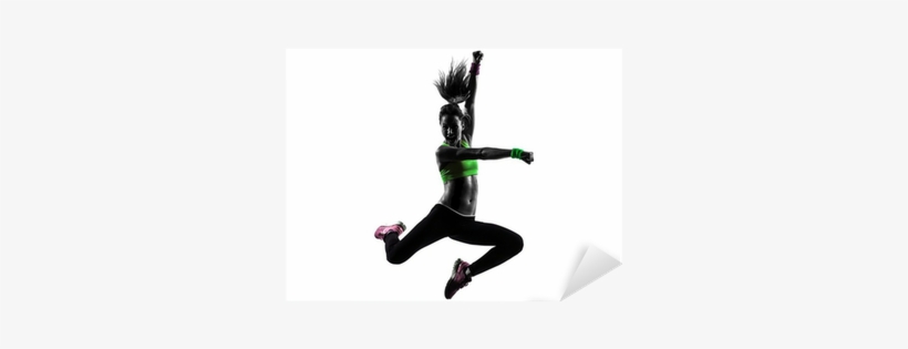 Woman Exercising Fitness Zumba Dancing Jumping Silhouette - Zumba Dance Silhouette Png, transparent png