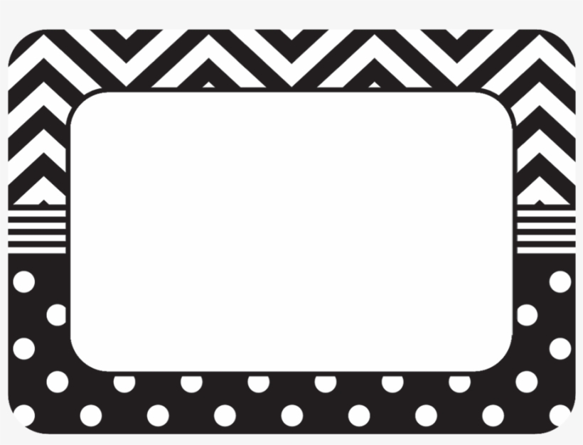 Tcr5548 Black White Chevrons And Dots Name Tags labels Black And 