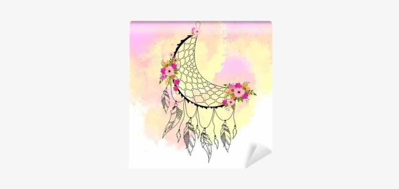 Boho Style Hand Drawn Dream Catcher With Ethnic Floral - Cuadros De Atrapa Sueños, transparent png