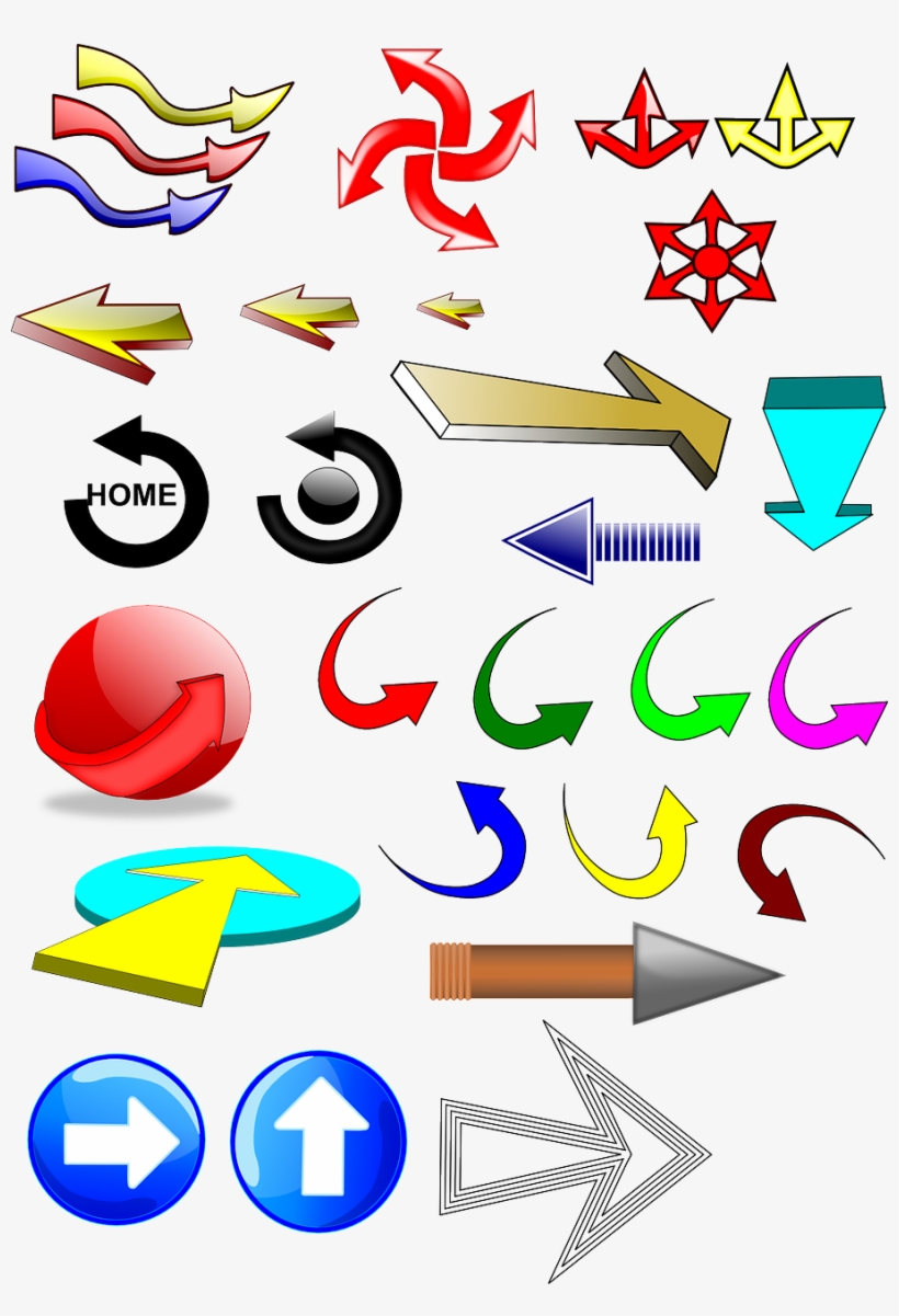 Arrows Glossy Icons Set Colors Transparent Image - Clip Art, transparent png