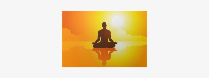 Silhouette Illustration Of A Man Figure Meditating - Man Meditating Silhouette, transparent png