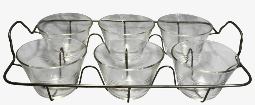 Pyrex 462 Custard Cup Clear Glass Set Of 6 With Wire, transparent png