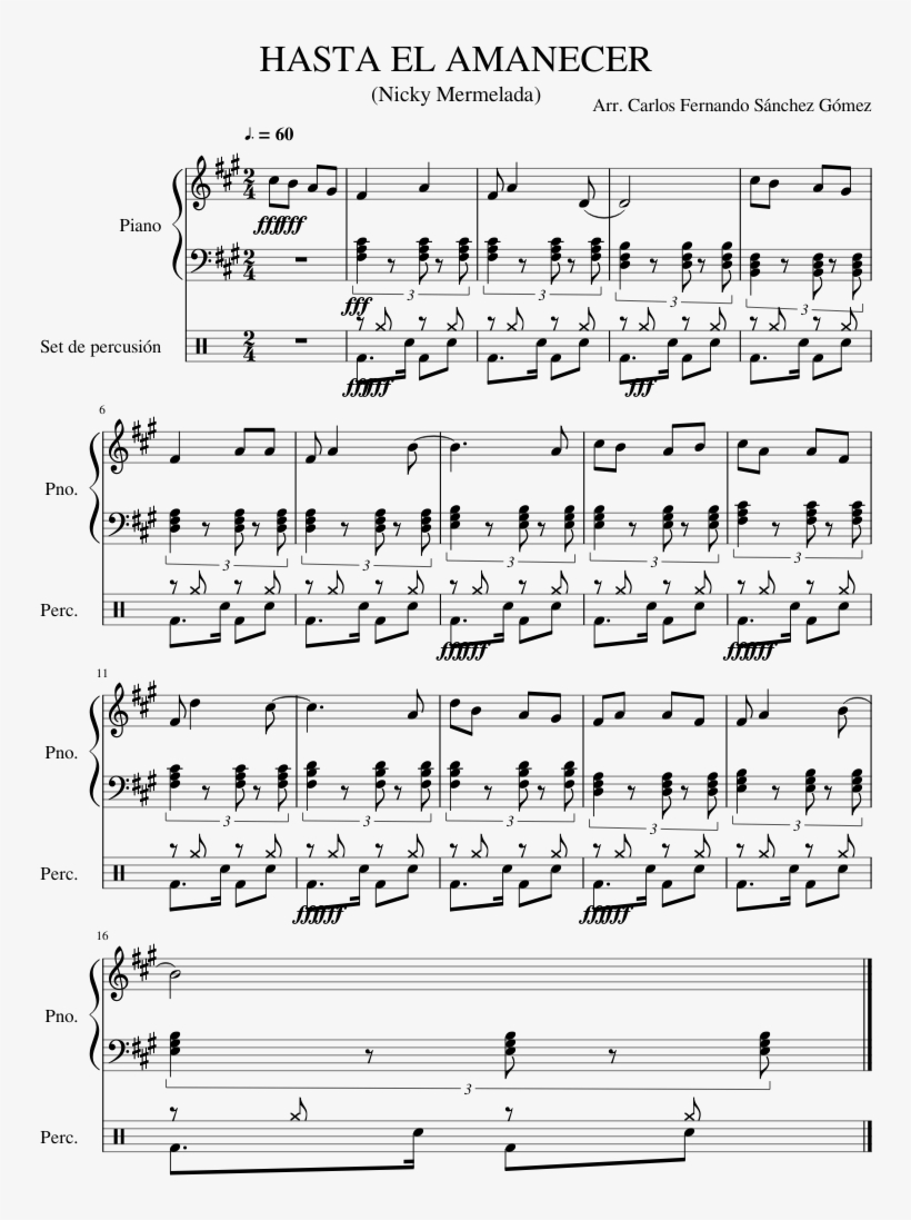 Hasta El Amanecer Sheet Music Composed By Arr - Sheet Music, transparent png
