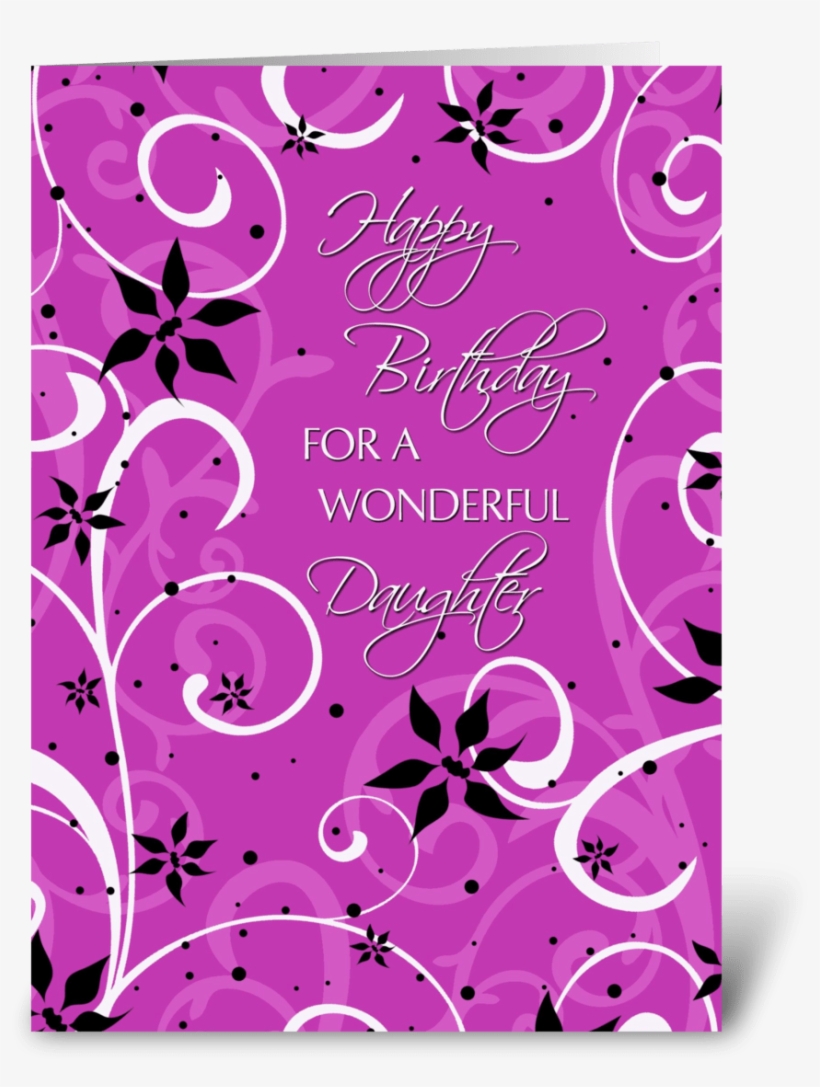 Happy Birthday Daughter Pink Swirls Greeting Card - 25th Birthday Invitation Pink, transparent png