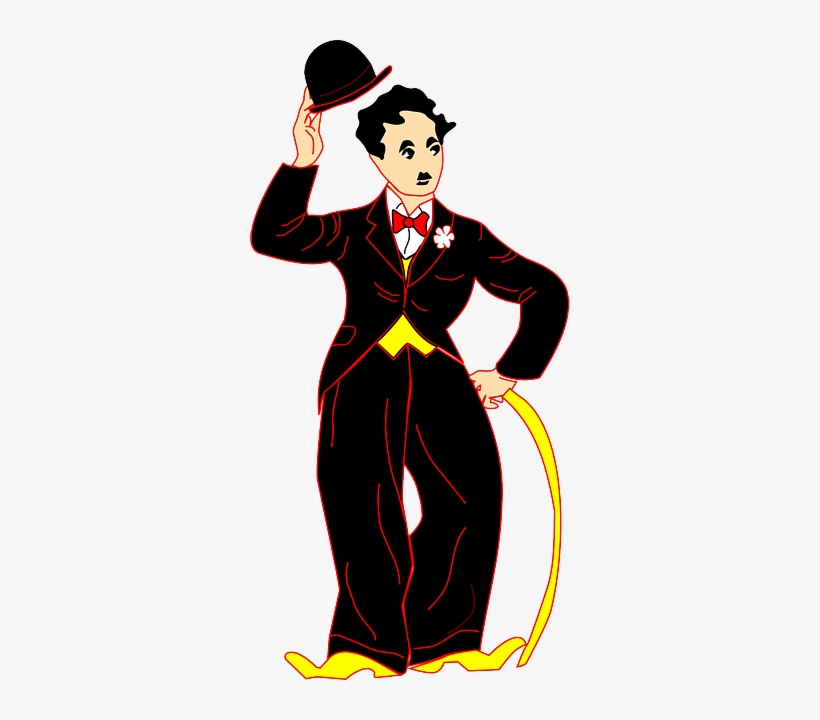 Colorful Cartoon Clipart Representation With A Black - Charlie Chaplin Png Desenhado, transparent png
