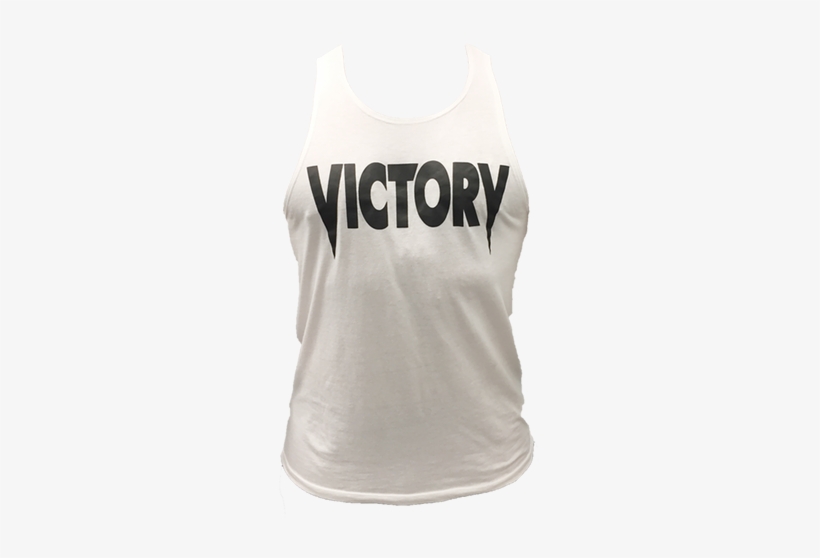 White Tank Top With Black Victory Logo - Active Tank, transparent png