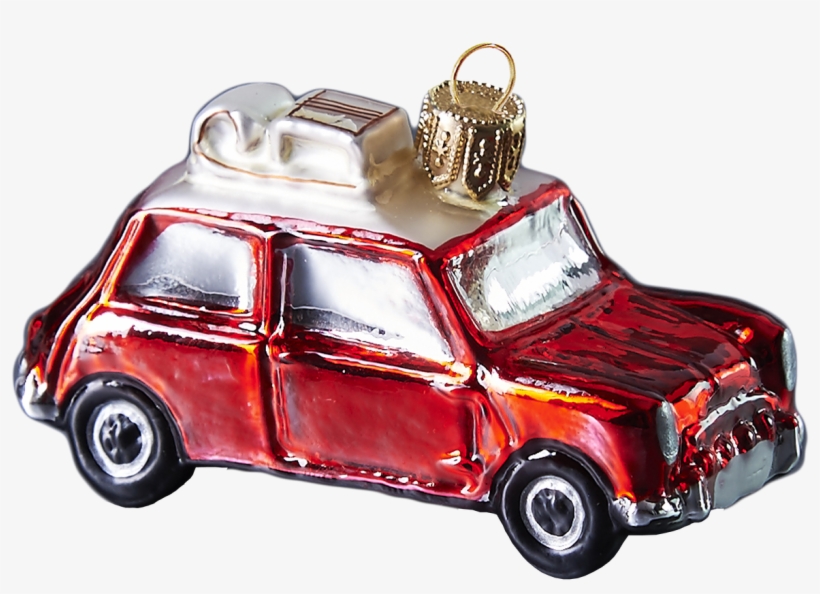 Handcrafted Christmas Ornament Red Car With Sled Mouth - Car, transparent png