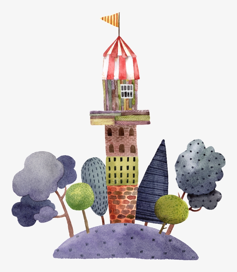 This Graphics Is Hand Drawn House Surrounded By Trees - Portable Network Graphics, transparent png