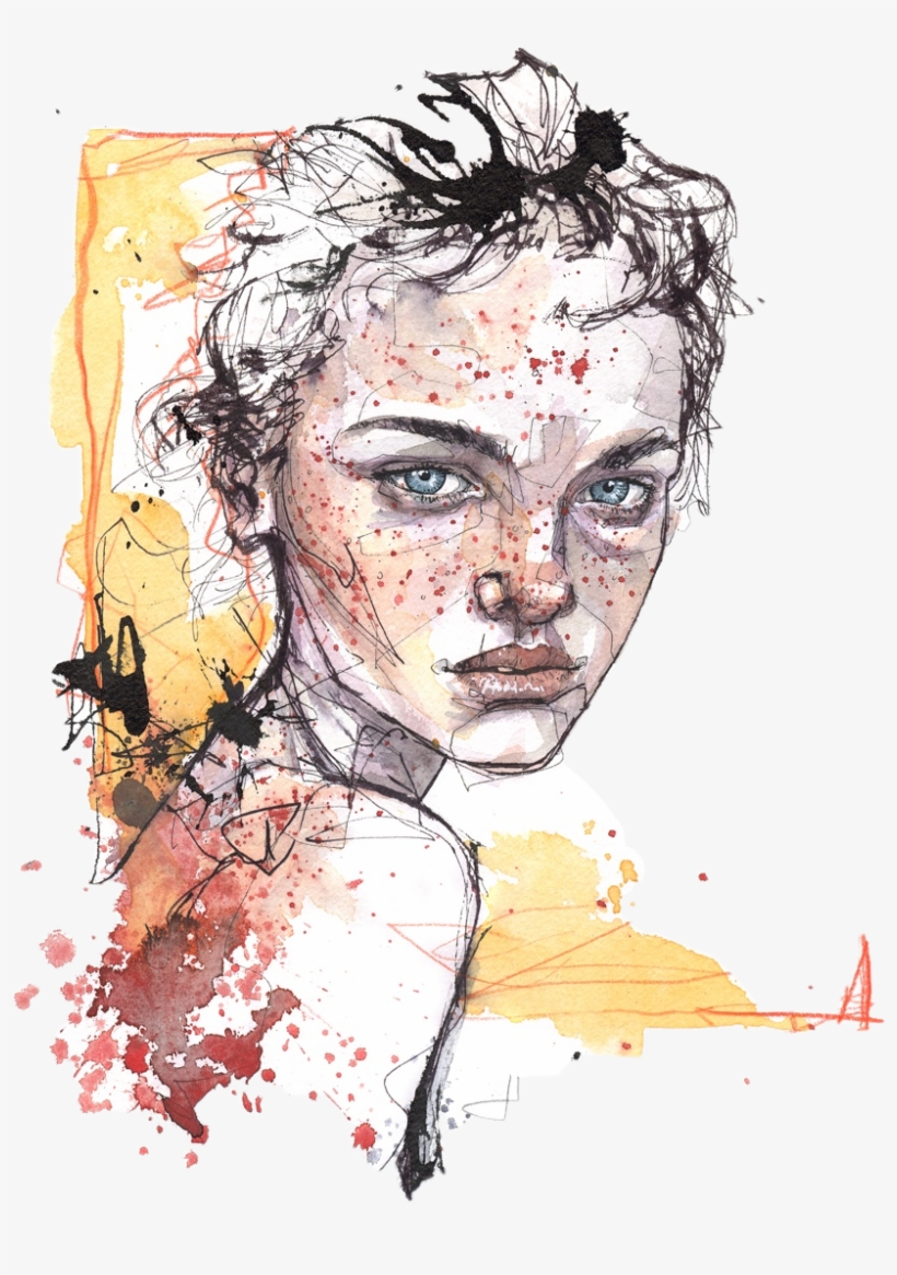 Report Abuse - Watercolor Portrait Sketch, transparent png
