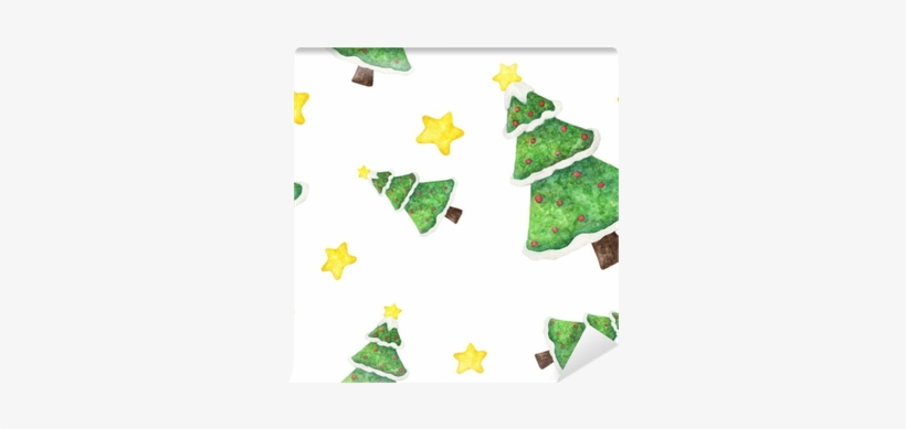 Watercolor Seamless Pattern With Christmas Tree, Snow - Christmas Tree, transparent png