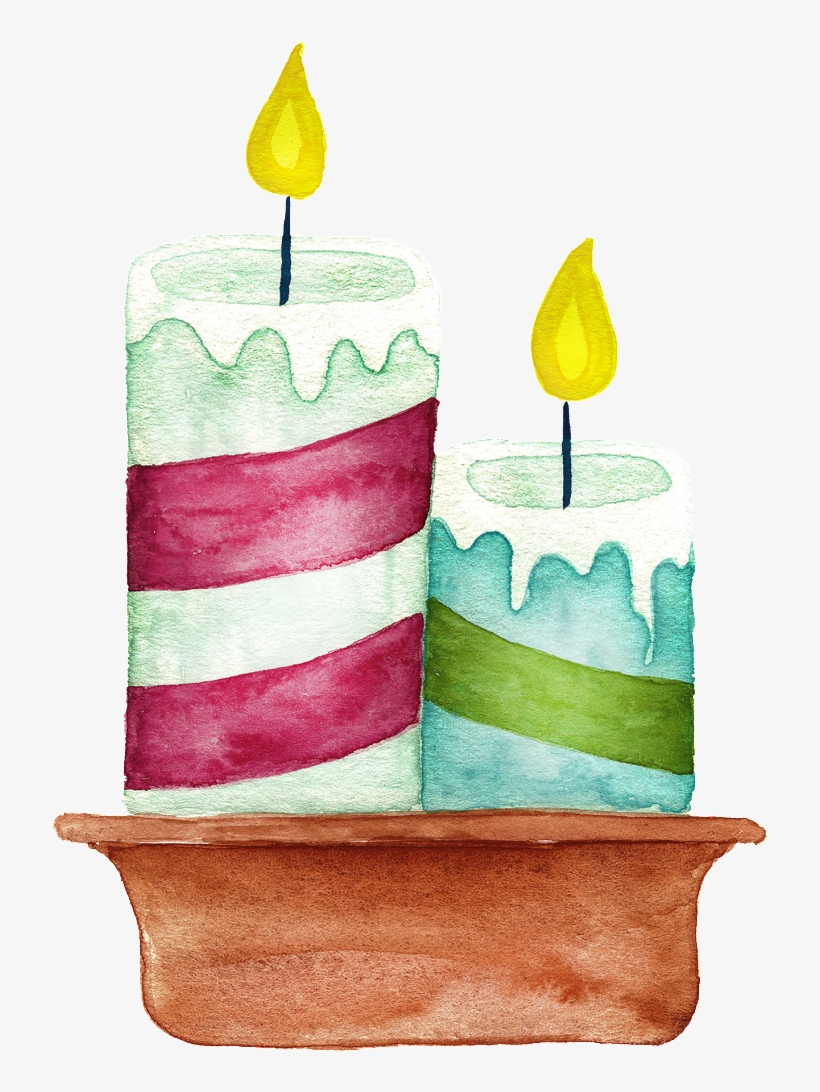 Hand Painted Two Christmas Candles Png Transparent - Candle, transparent png