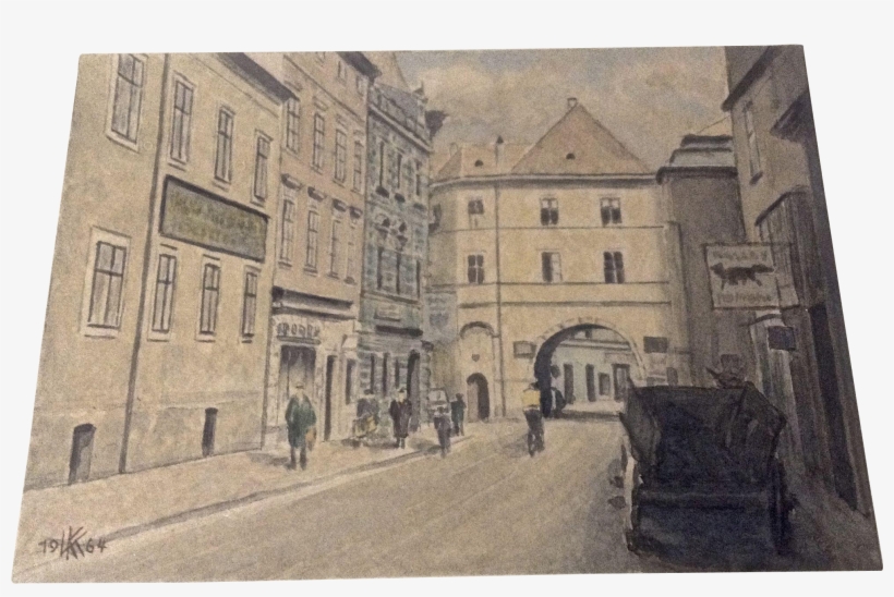 1964 Architectural Watercolor Painting Drawing Of A - Watercolor Painting, transparent png