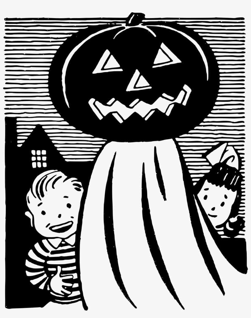 Retro Pumpkin Ghost Svg Royalty Free - Clip Art, transparent png
