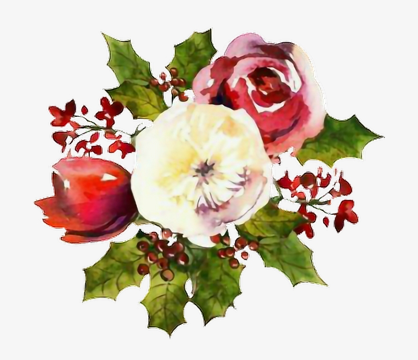 Christmas Flowers Watercolors Sticker - Christmas Flowers Watercolours Png, transparent png