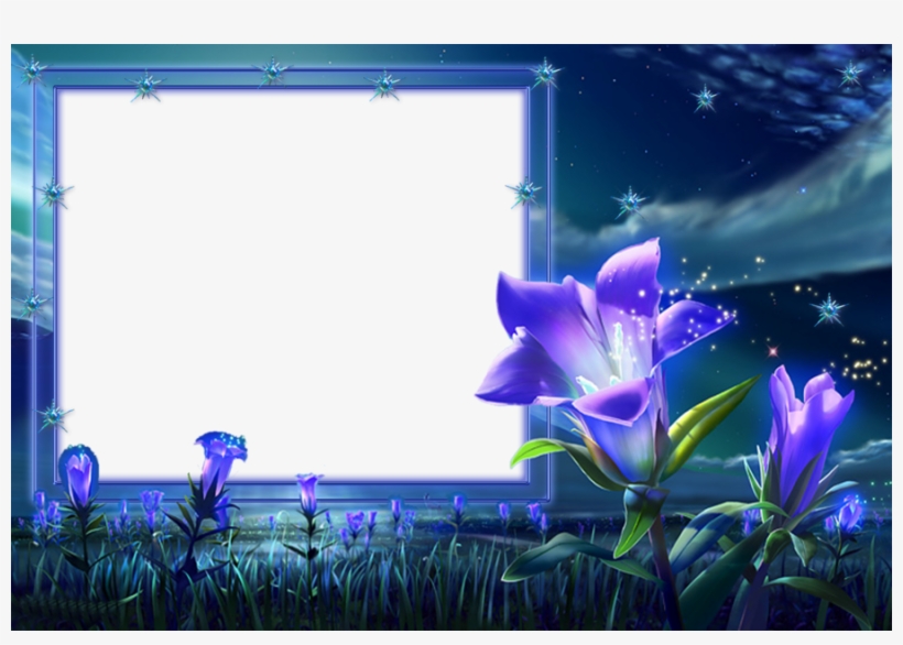 Allywit 5d Embroidery Paintings Rhinestone Pasted Diy - Blue Flowers Frames Png, transparent png