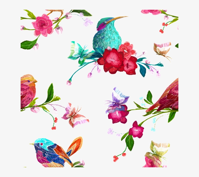 Watercolor Flower And Bird Vector Material - 花 和 鳥, transparent png