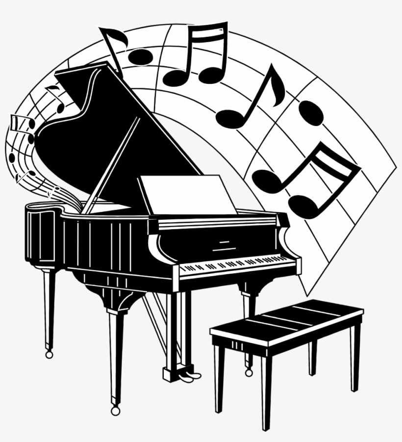 Gold Clipart Piano - Piano With Music Notes, transparent png