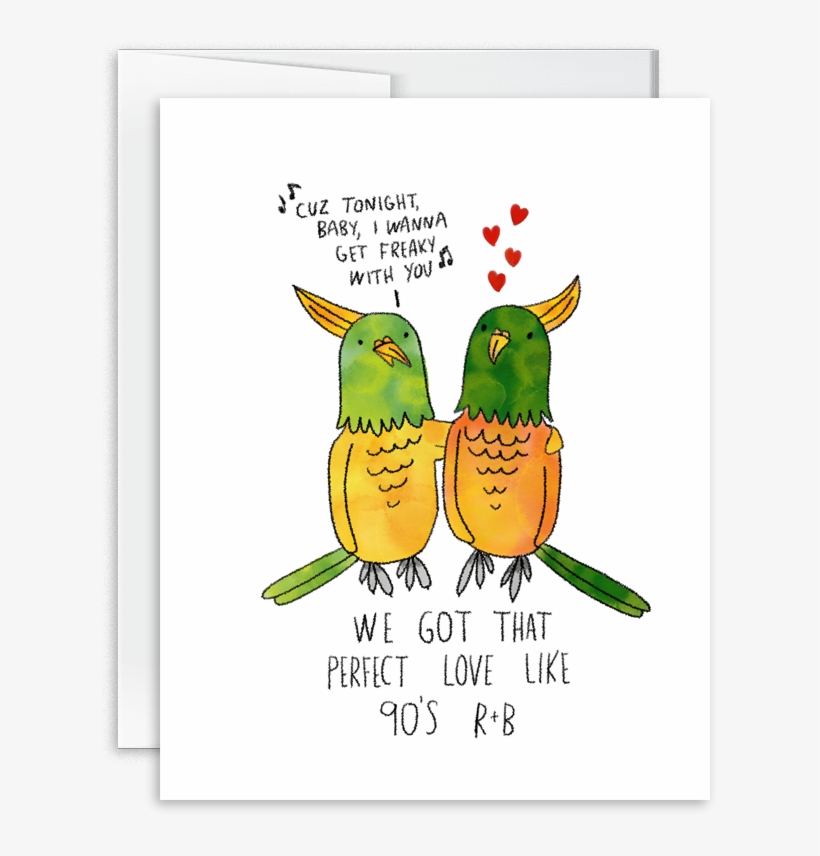 Watercolor Greeting Card For Lovers 90's R N B Birds - Cartoon, transparent png