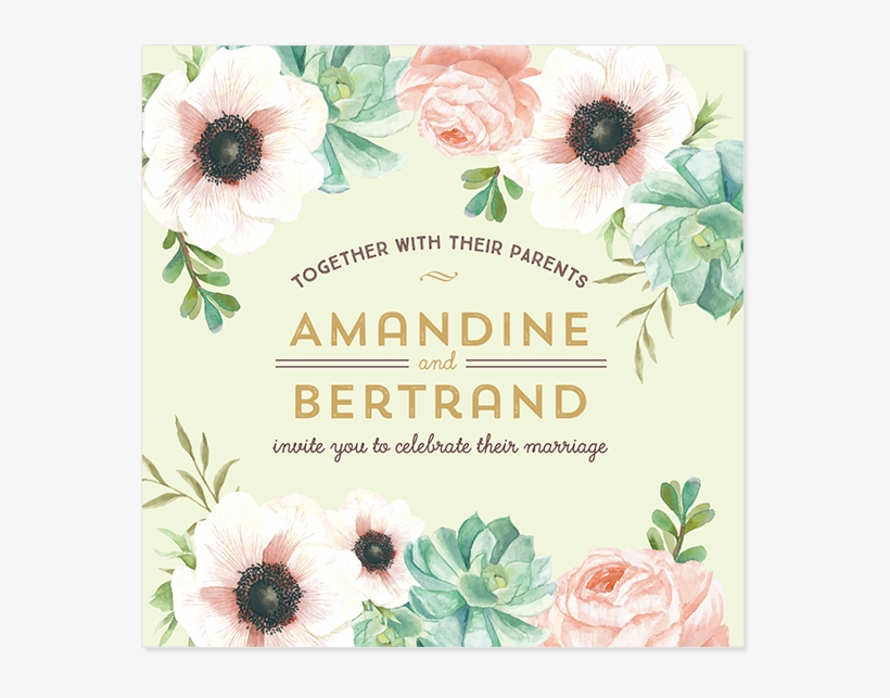 Personalised Botanical Wedding Invitation, transparent png