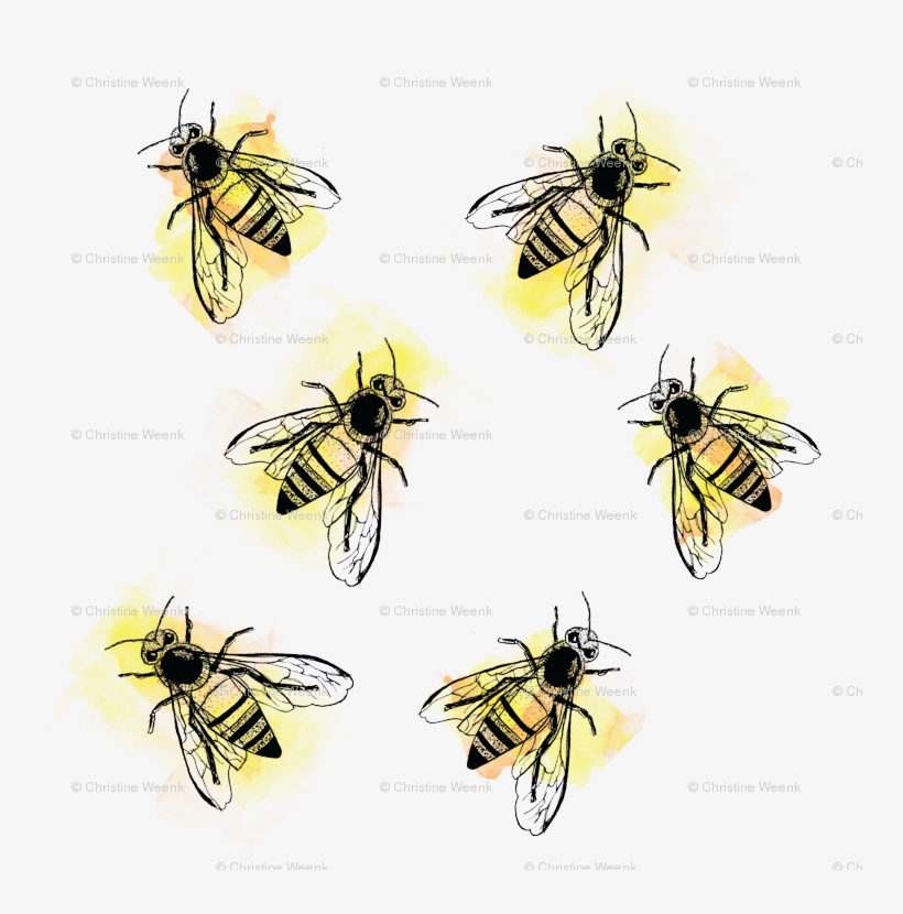Watercolor Bees Png, transparent png