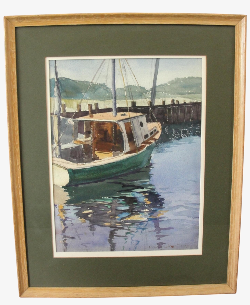M#century Fishing Boat In Rock Harbor Watercolor Painting - Watercolor Painting, transparent png