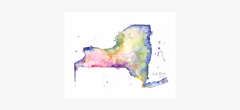 New York Map - Watercolor Painting, transparent png
