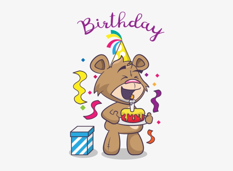 Birthday Card With Cute Bear And Gift, Birthday, Bear, - การ์ด วัน เกิด น่า รัก ๆ ธง น่า รัก, transparent png