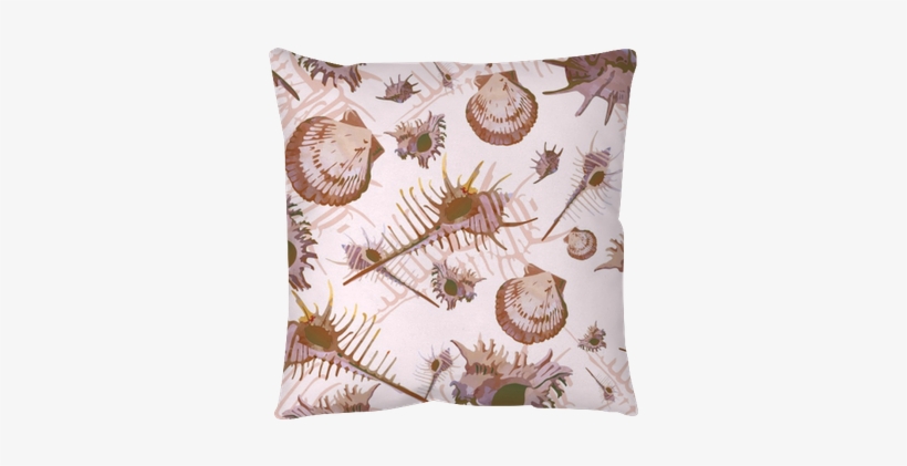 Beige Watercolor Seashells Pattern Floor Pillow • Pixers® - Watercolor Painting, transparent png