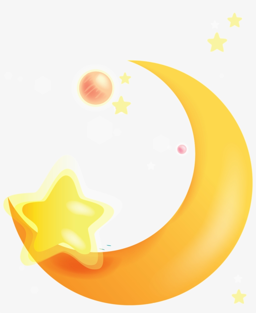 Beautiful Moon Map Transparent Decorative Material - Cute Moon And Stars Clipart, transparent png