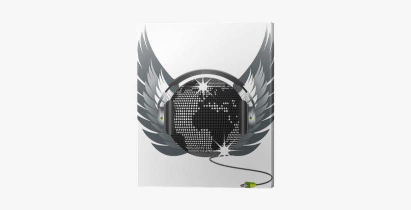 World Globe Disco Ball With Headphones, Wings And Jack - Disco Ball With Wings, transparent png