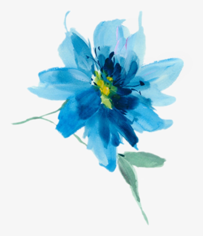 Watercolor Blueflower Sticker By Janet Murphy - Flores Azules Pintadas Png, transparent png