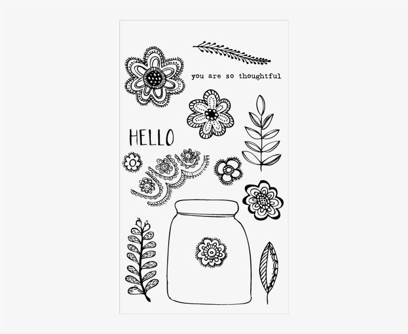 20120 Floral Lace Jar Set - Flora And Fauna Rubber Stamps, transparent png