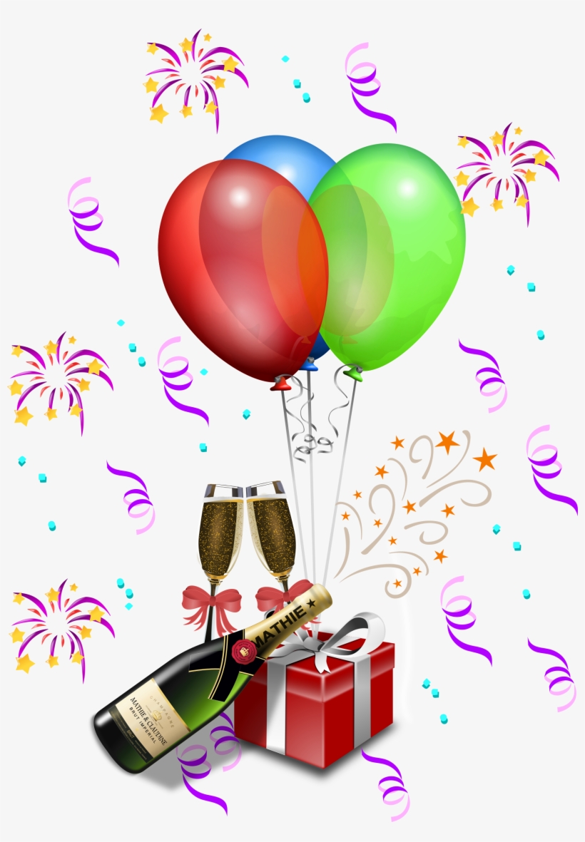 Champagne Clipart Confetti Balloon - Present Clip Art, transparent png